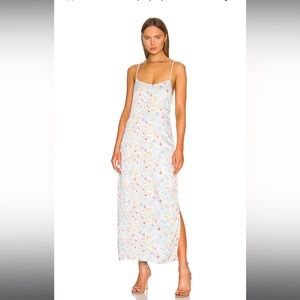 Silky Floral Essential Slip Dress in Blue Combo